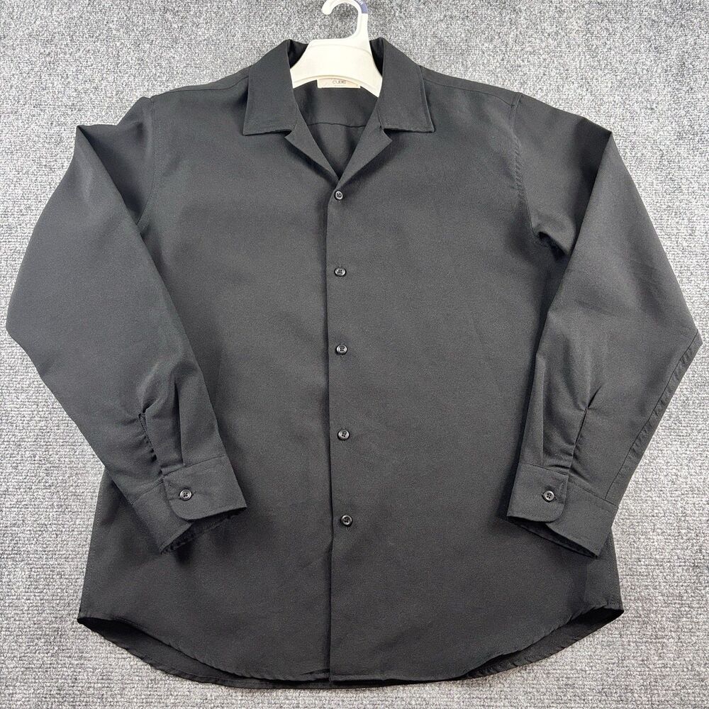 CUBE Shirt Mens M L Black Camp Collar Cuban Korean Made Korea Free Size Drape